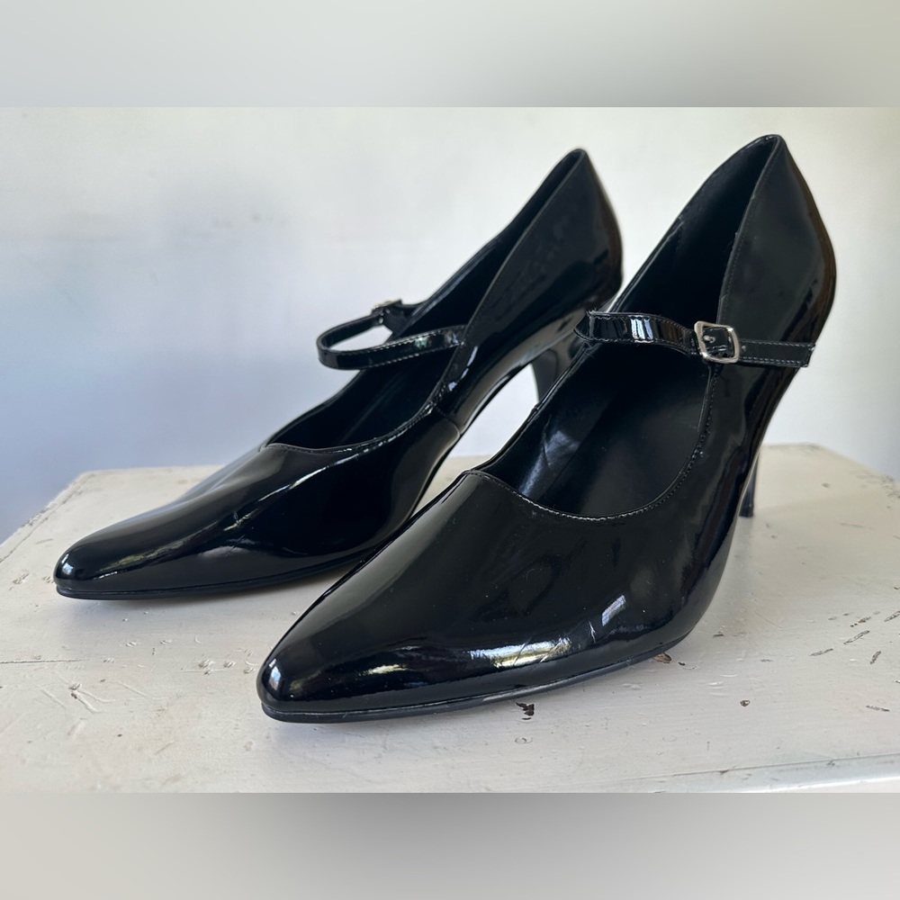PLEASER DREAM-428 4" Heel Black Patent Mary Jane Pumps Women's Size 15.5-16.5
